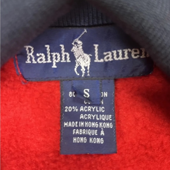 Polo Ralph Lauren Red Fleece Zip Up Jacket - Small - Long Sleeve - Picture 3 of 9